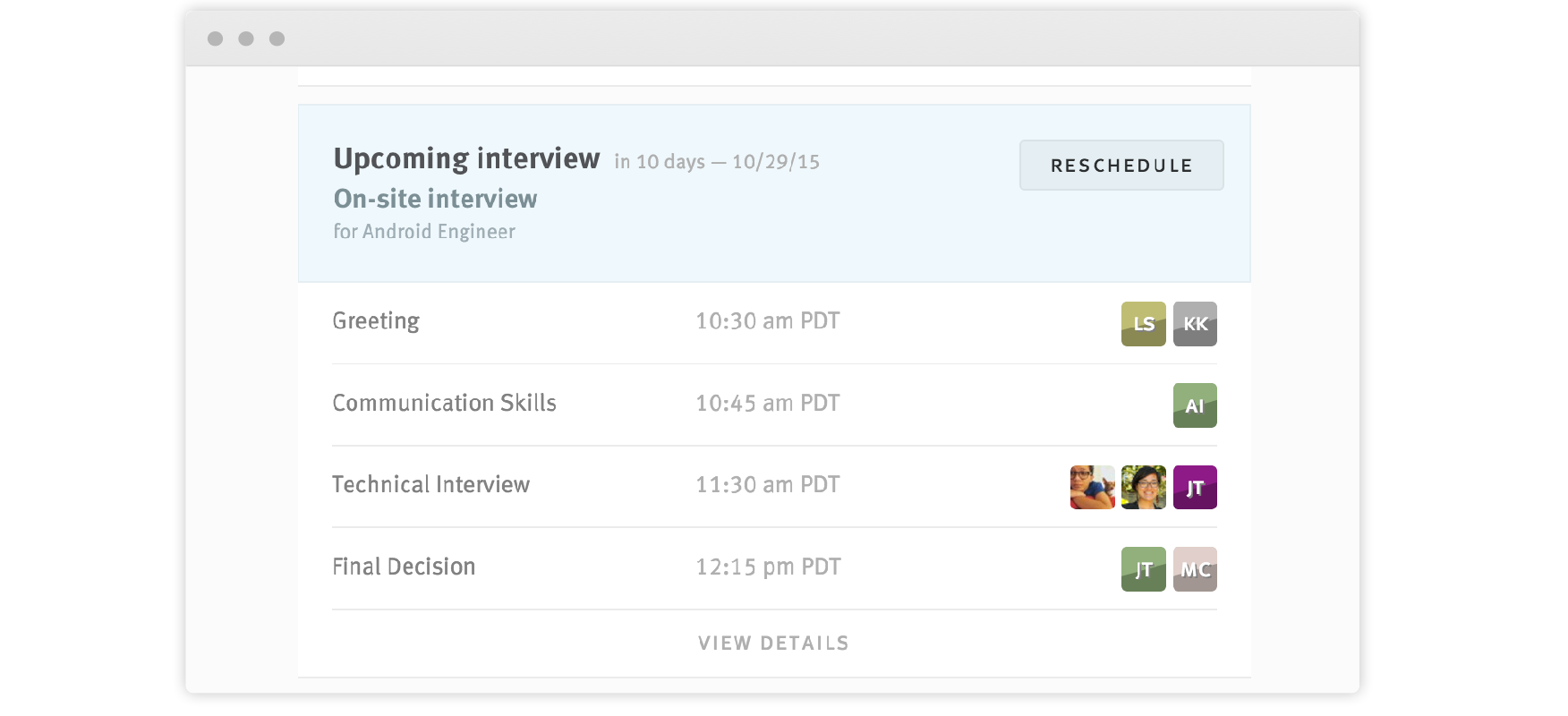 recruiting efficiency reschedule interviews