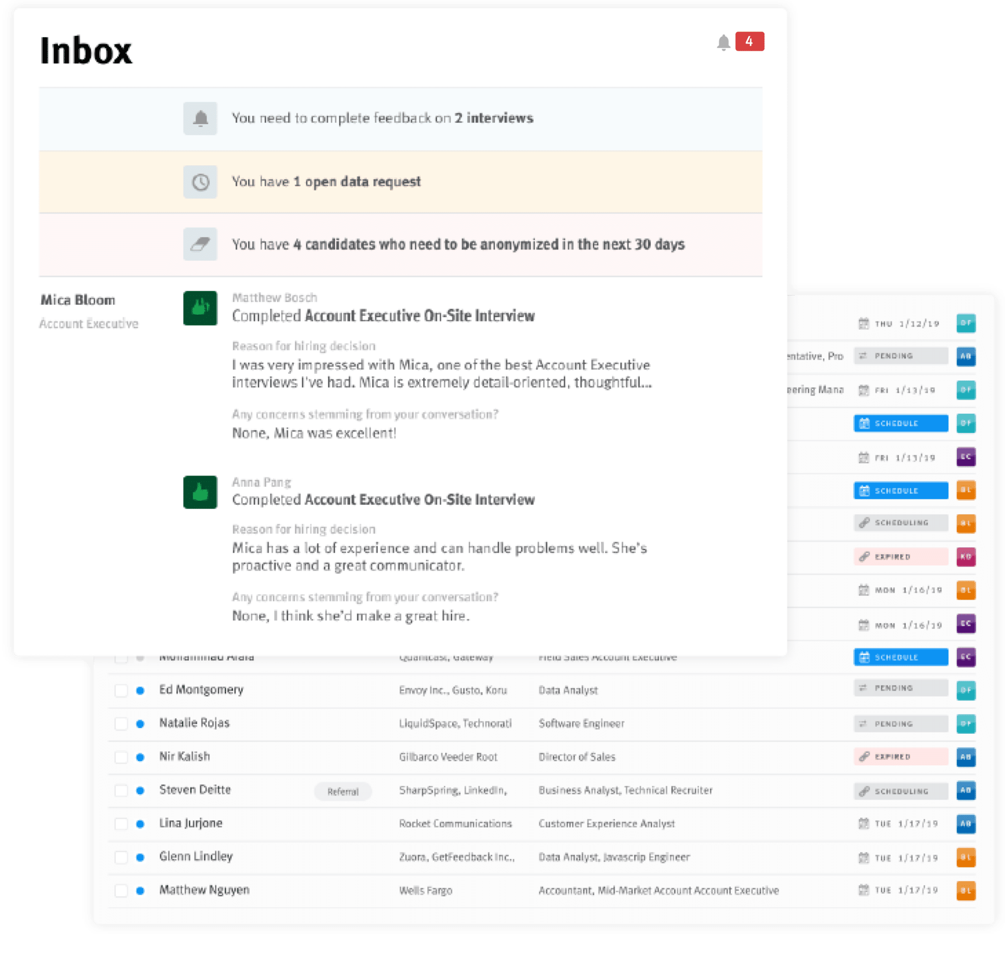 recruiting inbox and email messages