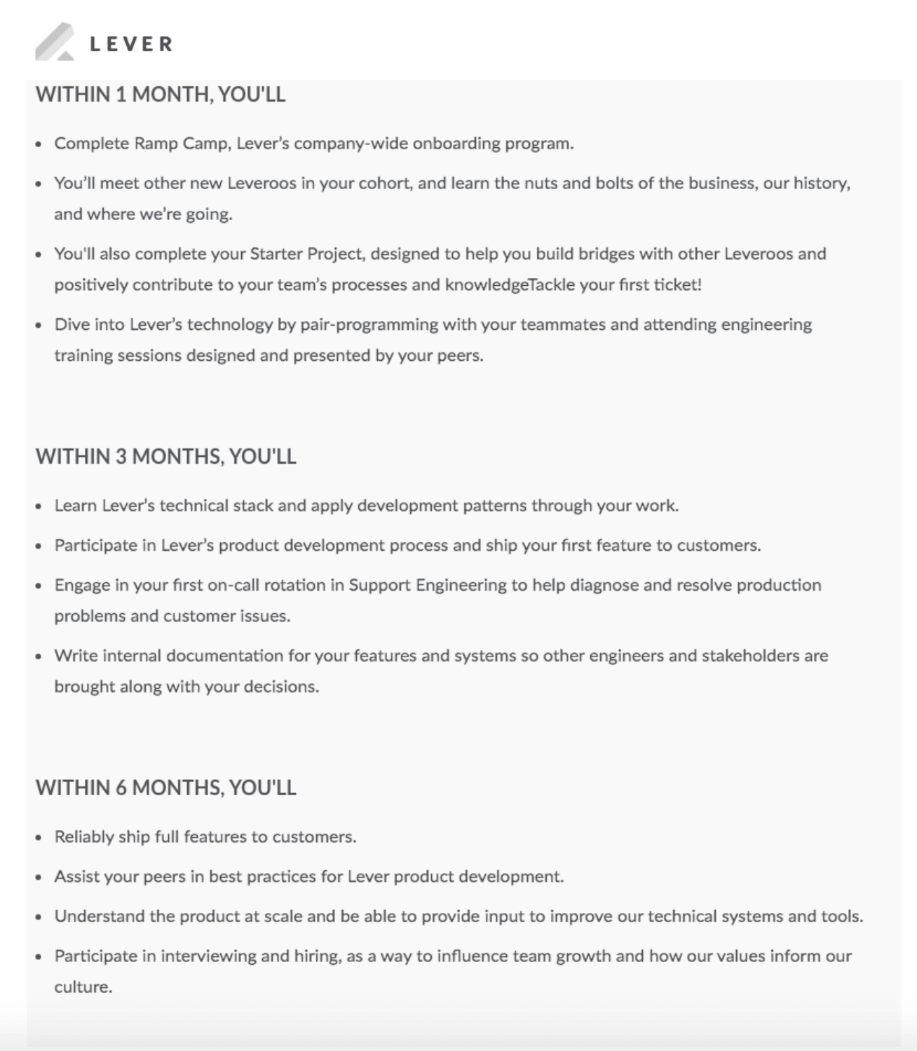 lever impact job description sample