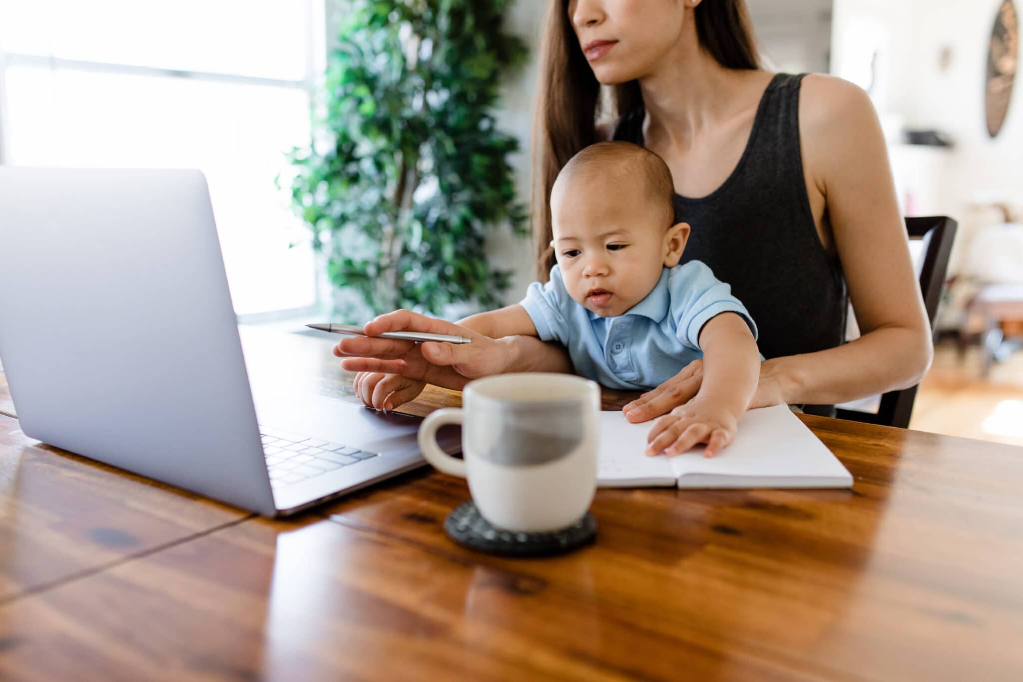 mom working from home