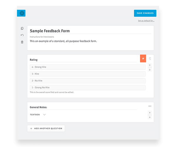 Sample feedback form product screenshot