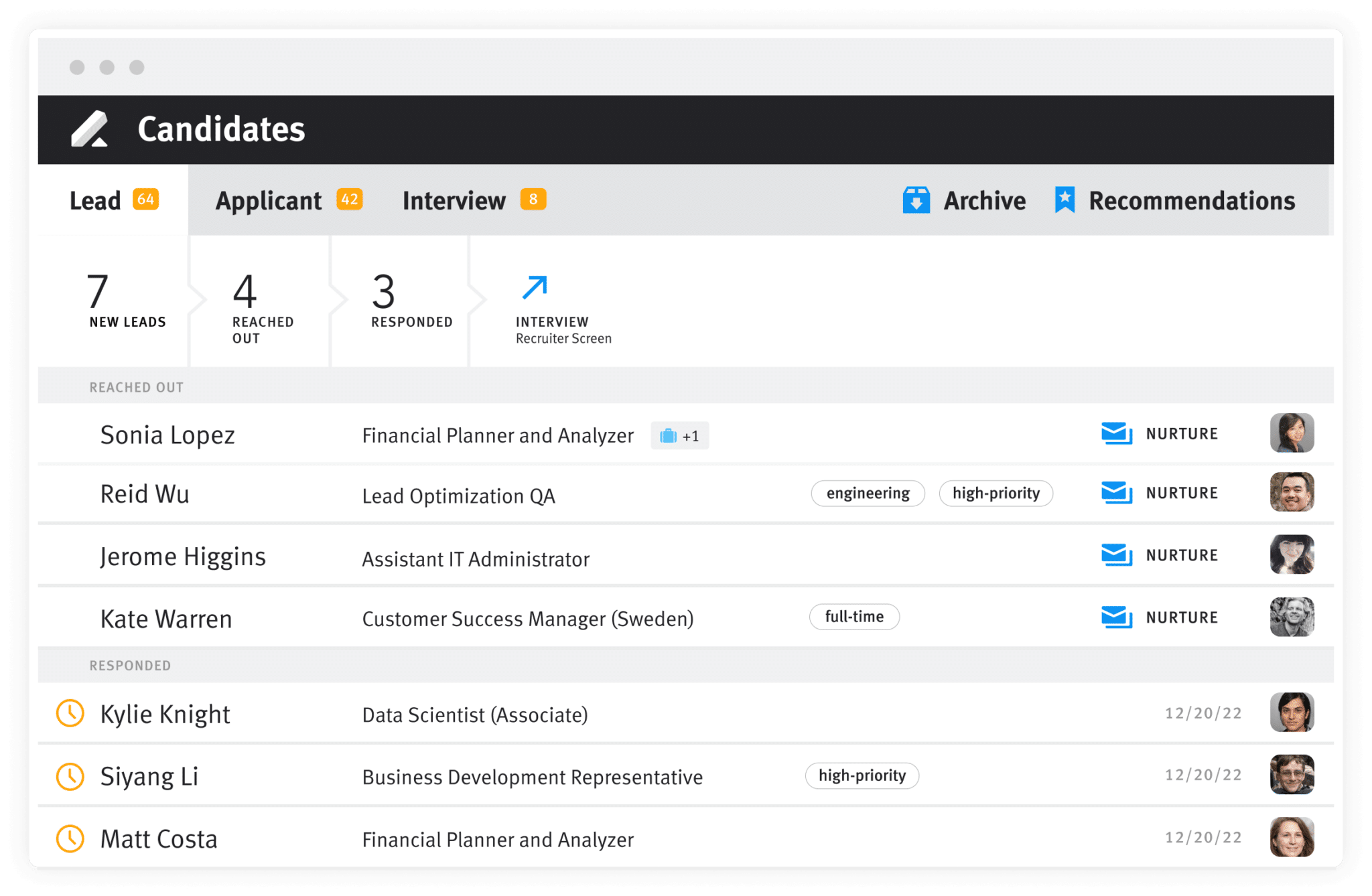 lever applicant tracking system job candidates screen
