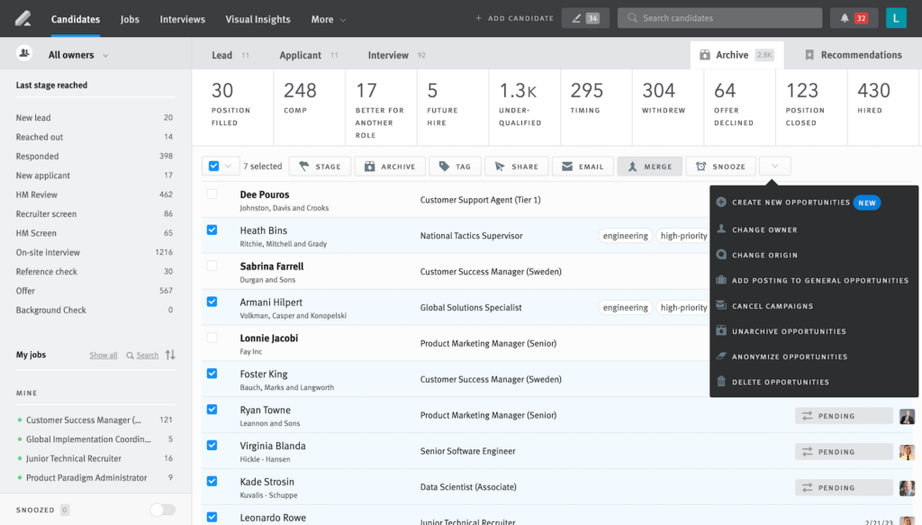 lever bulk candidate engagement